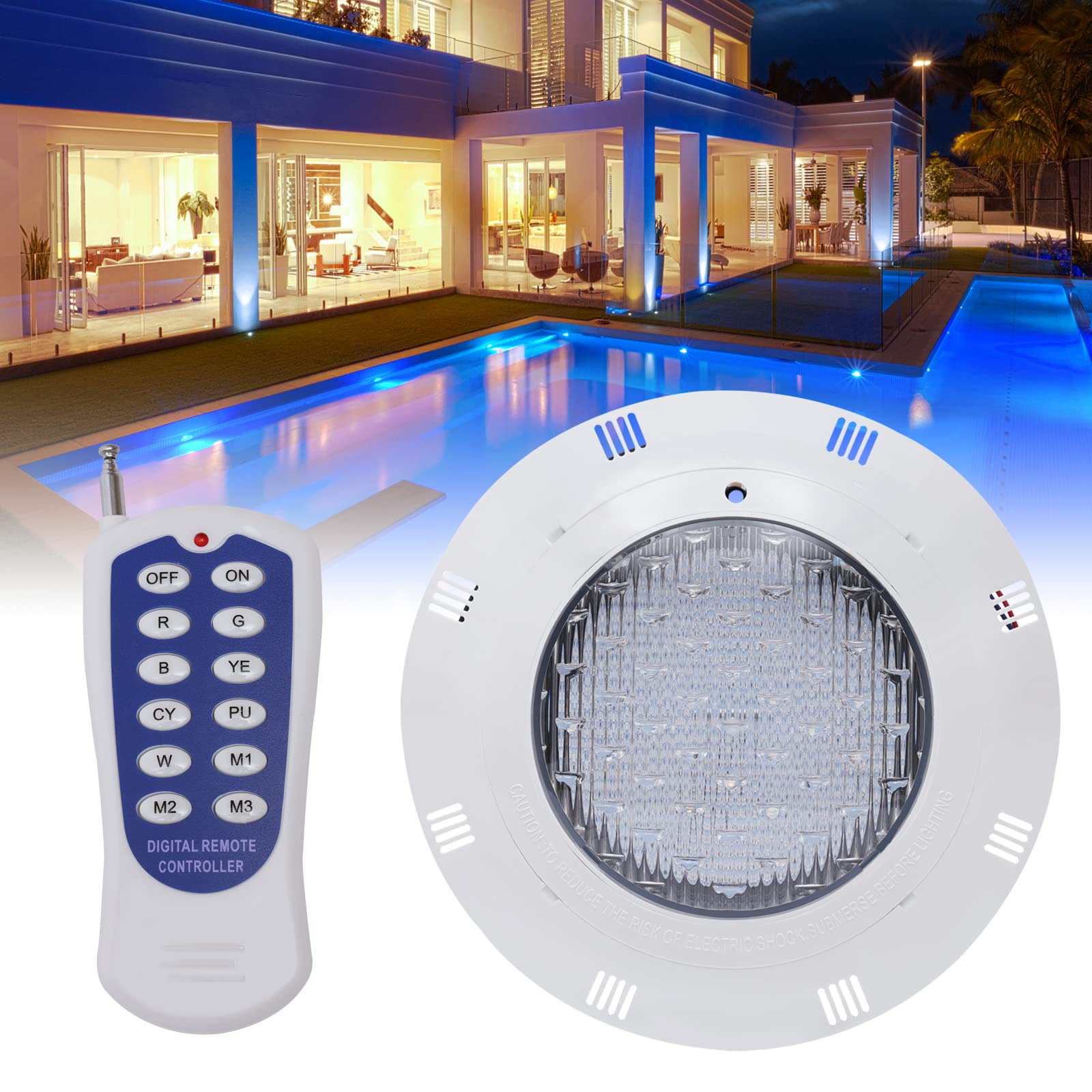 Todoeléctrico Bombilla LED de Superficie, LED Foco RGB Piscina Iluminación de Piscina Iluminación de Estanque para Piscina Impermeable IP68 Sumergible AC12V 45W RGB
