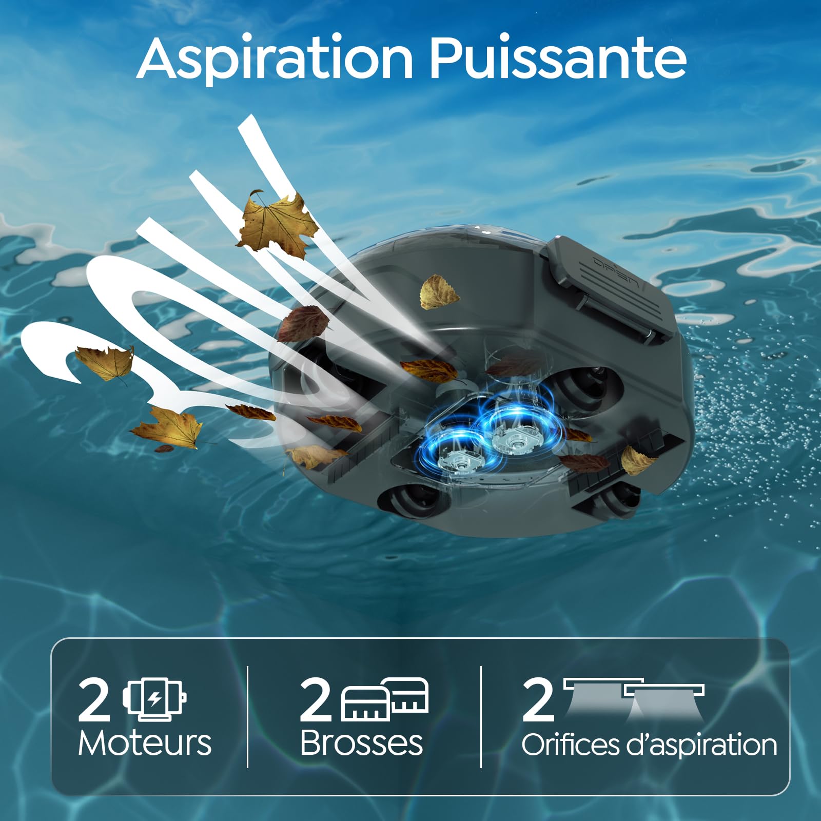 S2 Robot Piscine, Aspirateur sans Fil Rechargeable, Filtration Double, Double Moteur, 90min Fonctionnement, 2,5H Charge Rapide, Stationnement Auto, pour Piscines à Fond Plat jusqu'à 80m²,Gris