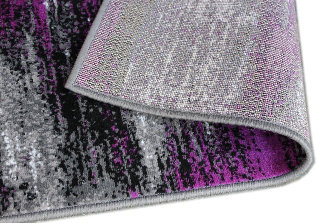 Masada Rugs, Modern Contemporary Mat Area Rug, Purple Grey Black (2 Feet X 3 Feet) Mat