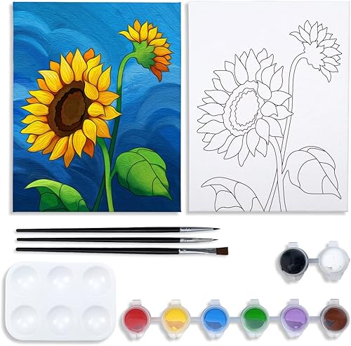 VOCHIC Kit de pintura en lienzo predibujado para pintura para adultos, kits de fiesta de pintura y sorbos, suministros de fiesta de 8 x 10 pulgadas,