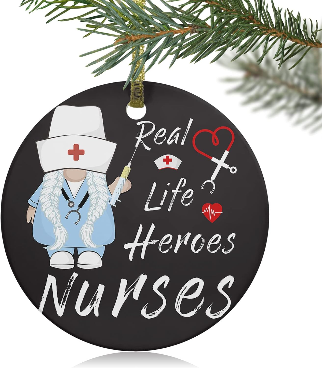 Christmas Ornaments, Nurse Real Life Heroes Gnome Nurses Ornaments For
