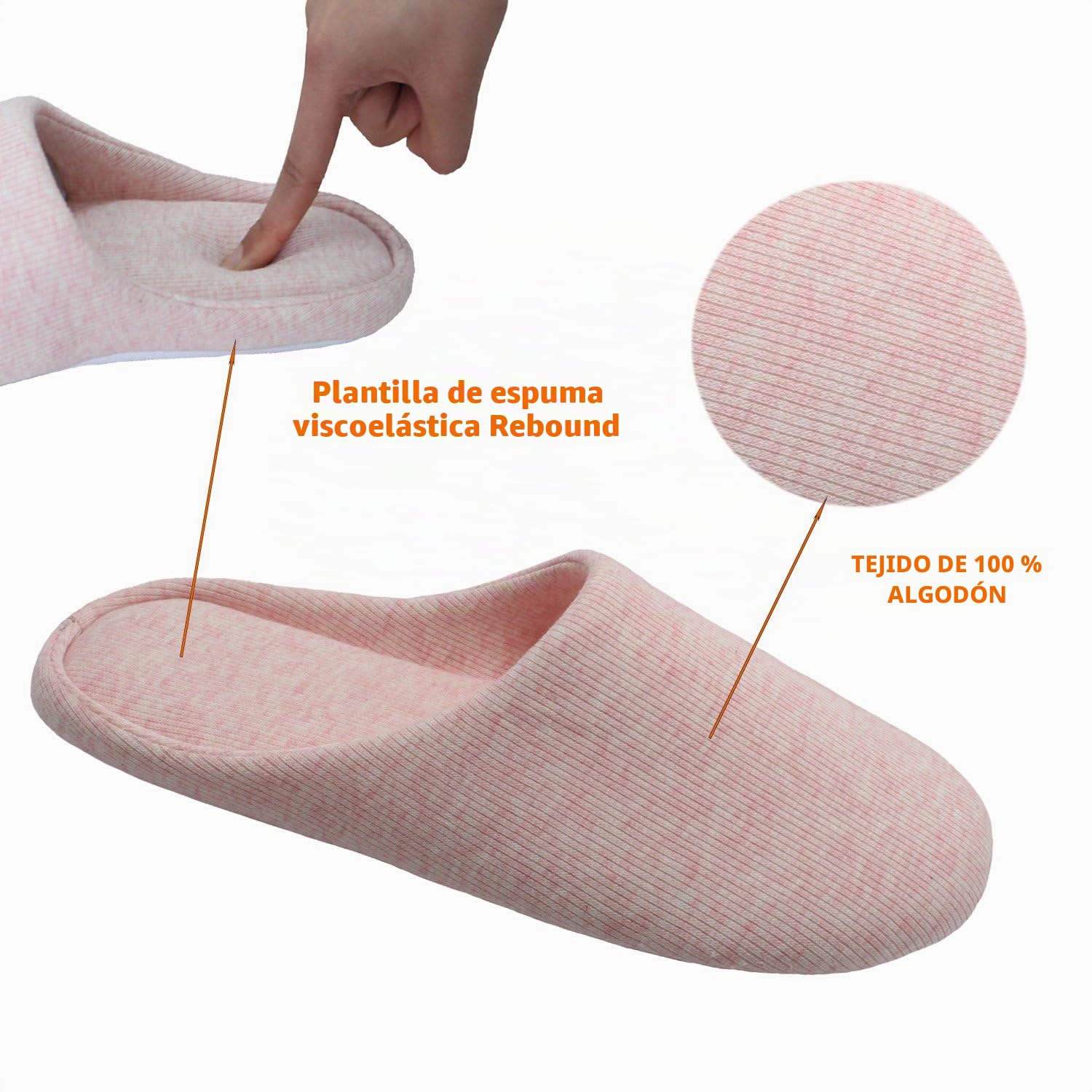 ofoot Zapatillas Mujer Casa Algodon Espuma Con Memoria, Pantuflas Estar Lavable Interior Antideslizante