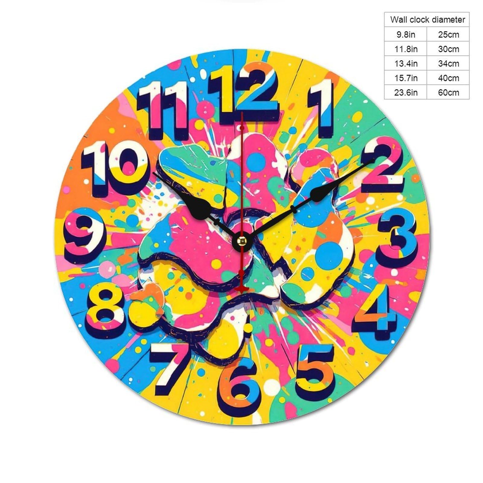 Amazon.co.jp: カラフル時計 カラフルな絵の具爆発の中 時間数字