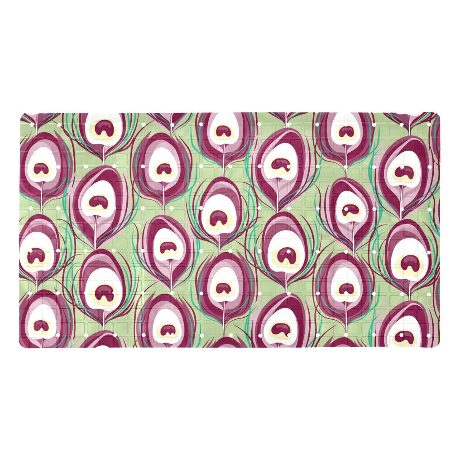 Tapis de salle de bain antidérapant senior et enfant motif paon