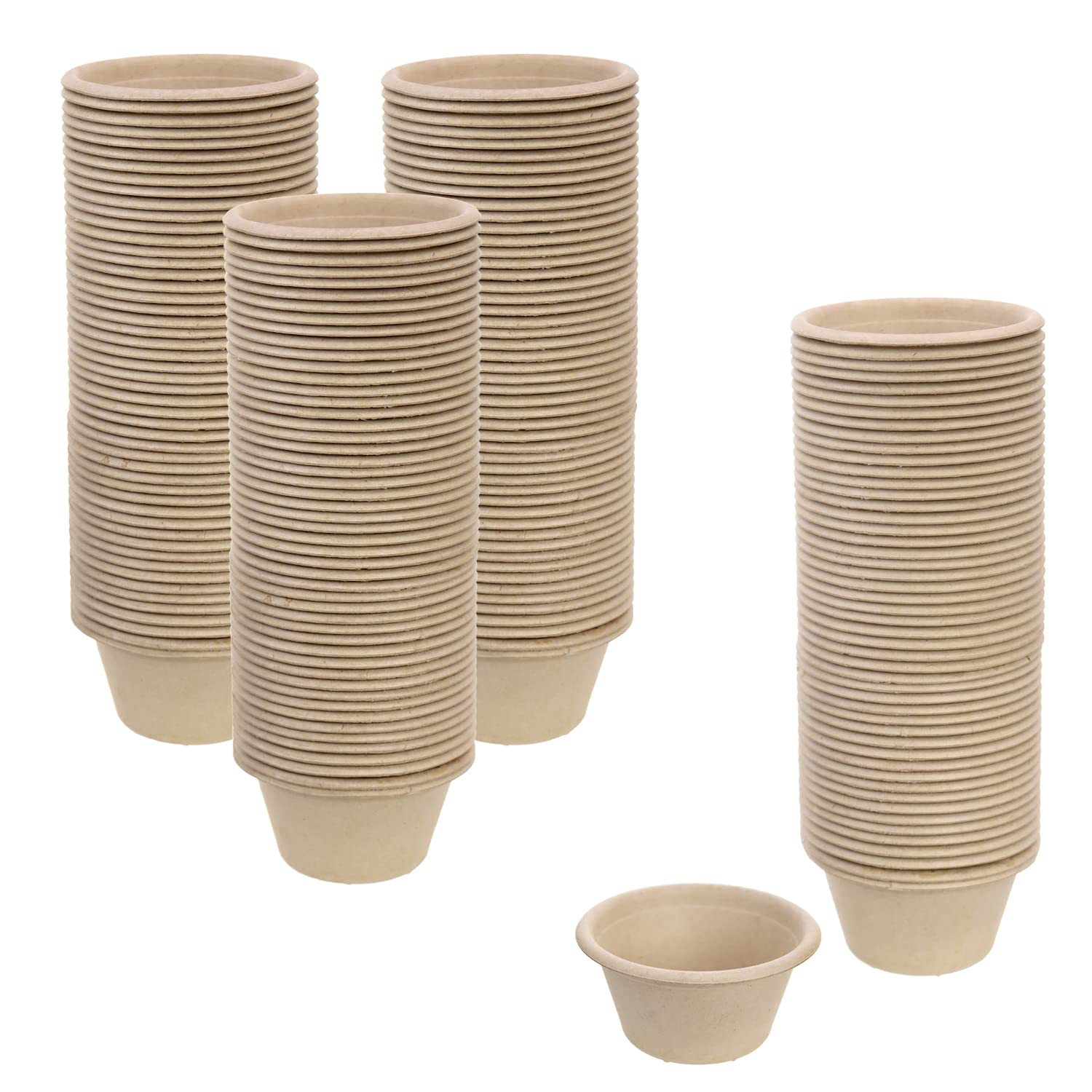DBOO 200 Pack 2 oz Disposable Paper Souffle Cups 100% Natural Biodegradable & Compostable,Perfect for Condiments, Small Portion & Samples Eco Friendly Paper Alternative,Natural