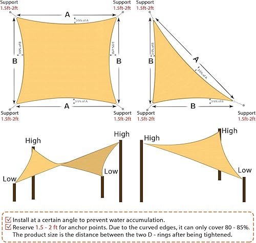 Miniatura 6 de Artpuch - Toldo tipo vela de 6.53 ozm, bloquea los rayos ultravioleta, ideal para el patio, jardín, instalaciones y actividades al aire libre (20 x