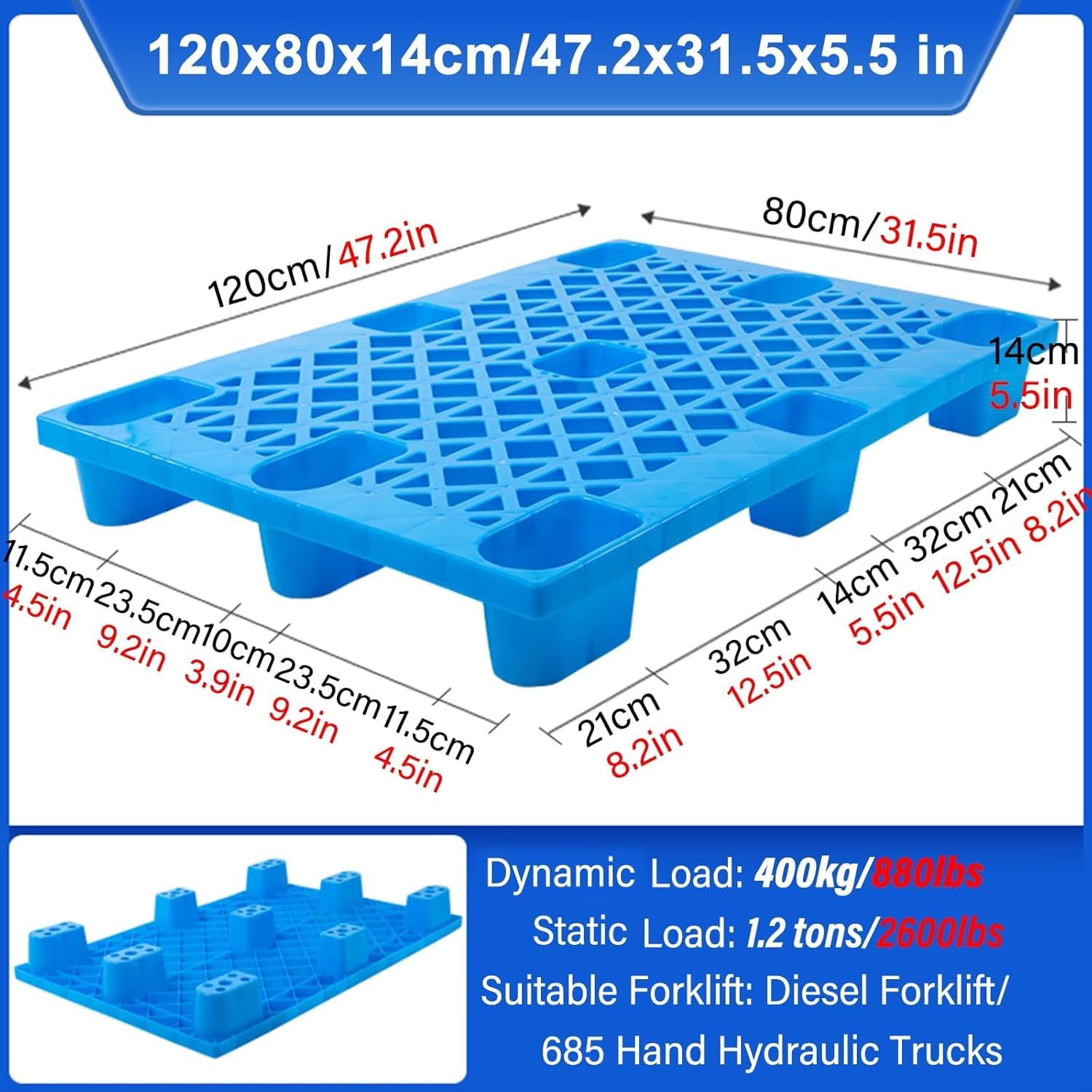Wytrzymała Paleta Transportowa Do Wózków Widłowych, Lekka Plastikowa Platforma Podłogowa Do Przechowywania W Restauracjach, Kuchniach, Sklepach, Superma, 5 Pack, 120x80cm/47.2x31.5 in