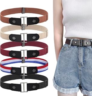 5 Pack No Buckle Stretch Belt Invisible Stretch Buckleless Belt Elastic Belts Comfortable Buckle Free Invisible Belts for Jeans Pants Dresses for Women and Men