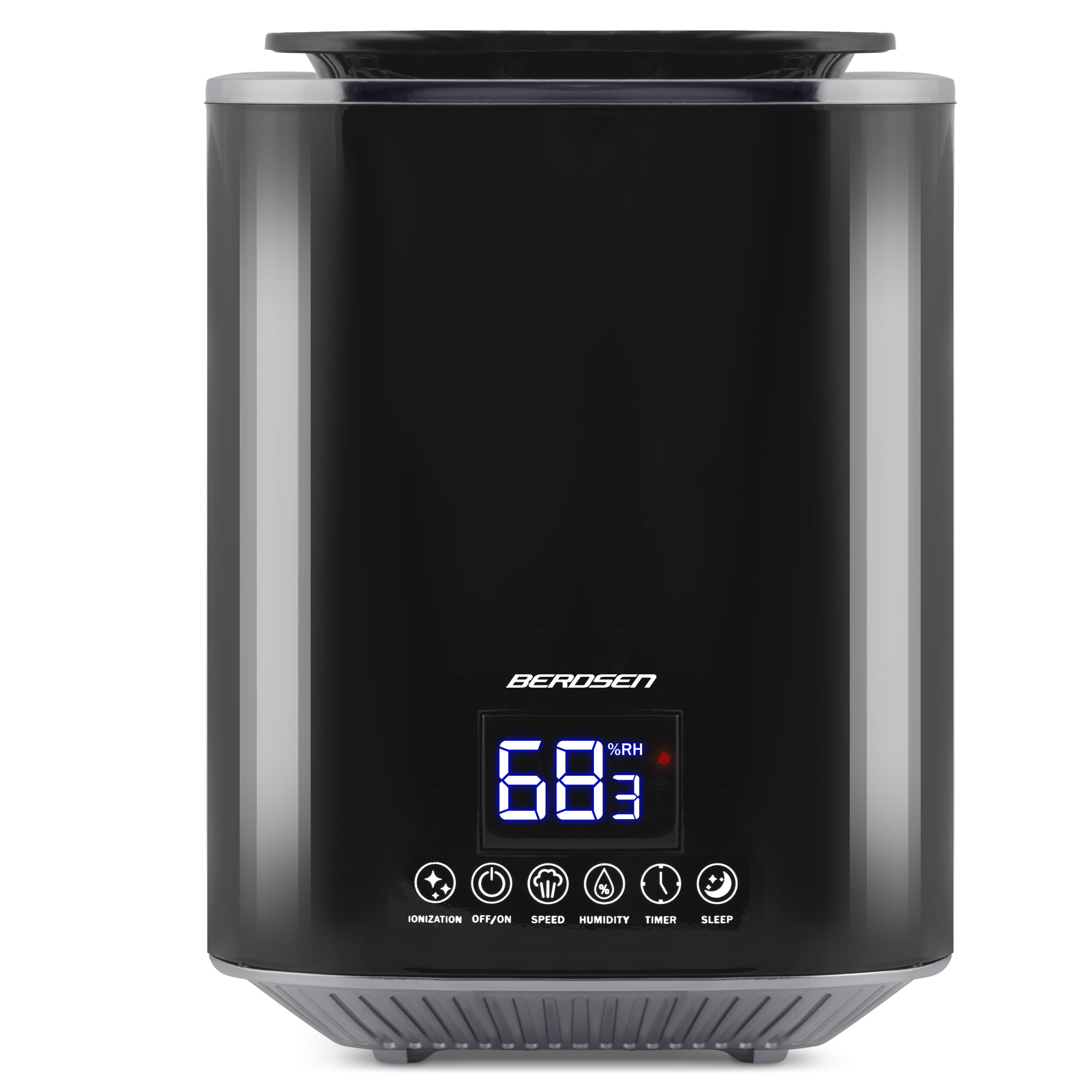 Berdsen Umidificatore Camera da Letto Umidificatore Ad Ultrasuoni Ionizzatore Aromaterapia Telecomando Umidificatore Camera Camera Camera Igrostato E Igrometro 2,6 L 3 Velocità Nero Grigio
