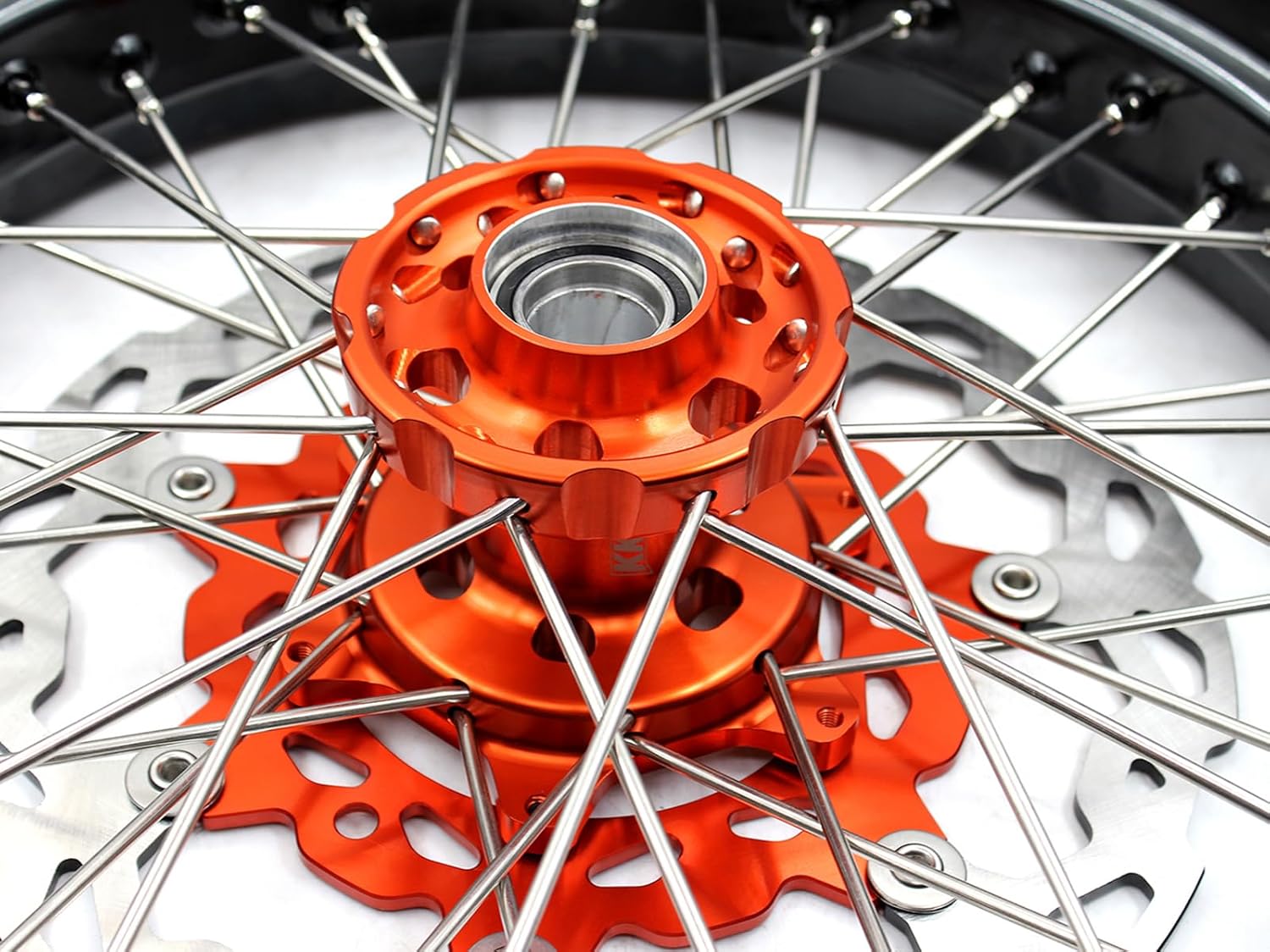 KKE 3.5 * 17/4.25 * 17 Supermoto Dirt Bike Wheels Rims Tires Compatible with KTM EXC/EXC-F/SX/SX F/XC/XCF/XCW/XCF-W 125-530 2003-2026 Orange Hub
