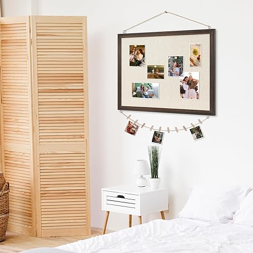 Vista 49 de DOLLAR BOSS - Tablero de corcho negro con lino de doble cara de 16 x 12 pulgadas, para paredes, marco de madera, para colgar, tablero de corcho