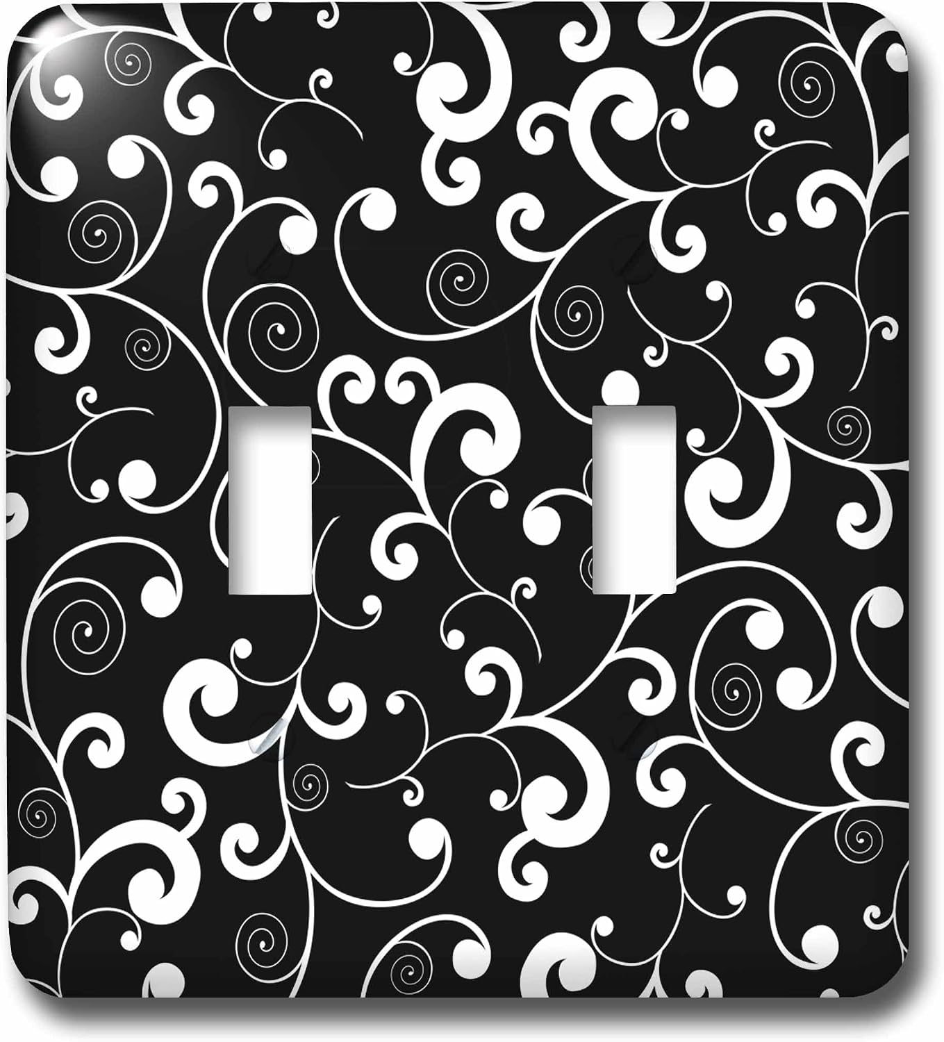 3dRose LLC lsp_110741_2 Elegant Black and White Scroll Design Double Toggle Switch