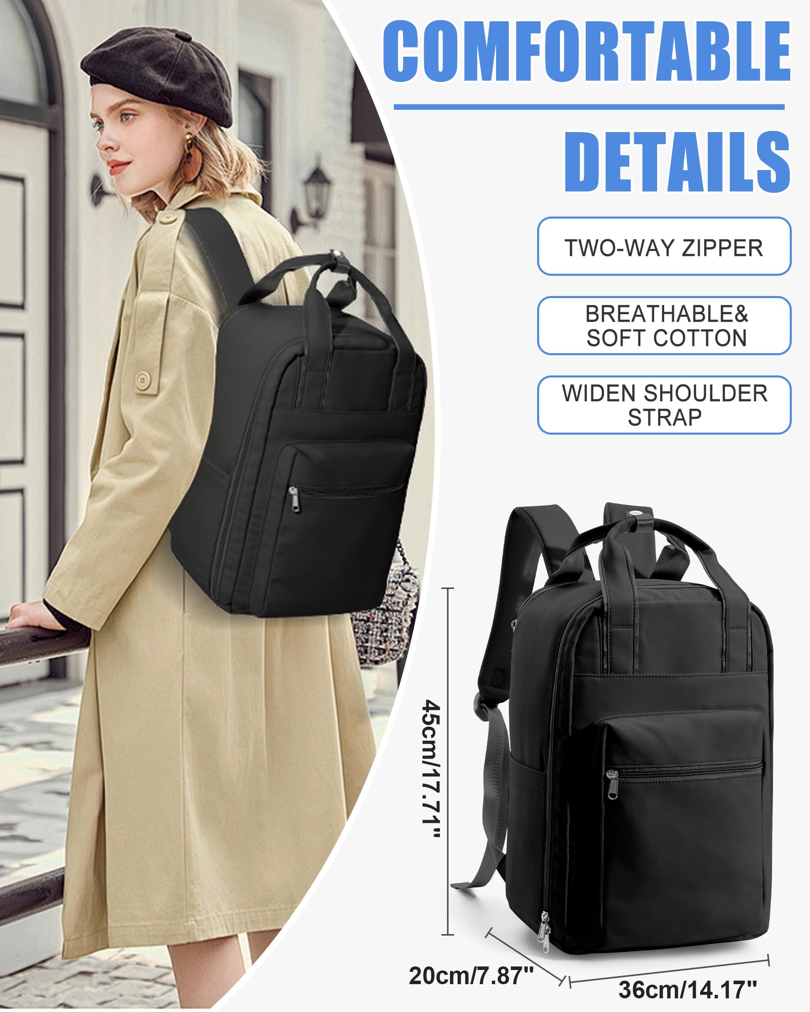 BJLFS Zaino da Viaggio con Sottovuoto Ryanair 40x30x20 Wizzair Bagaglio a mano 40x20x25 Ryanair con Pompa Borse da Cabina per Easyjet 45x36x20 con compressione sottovuoto,Zaino Casual per Laptop