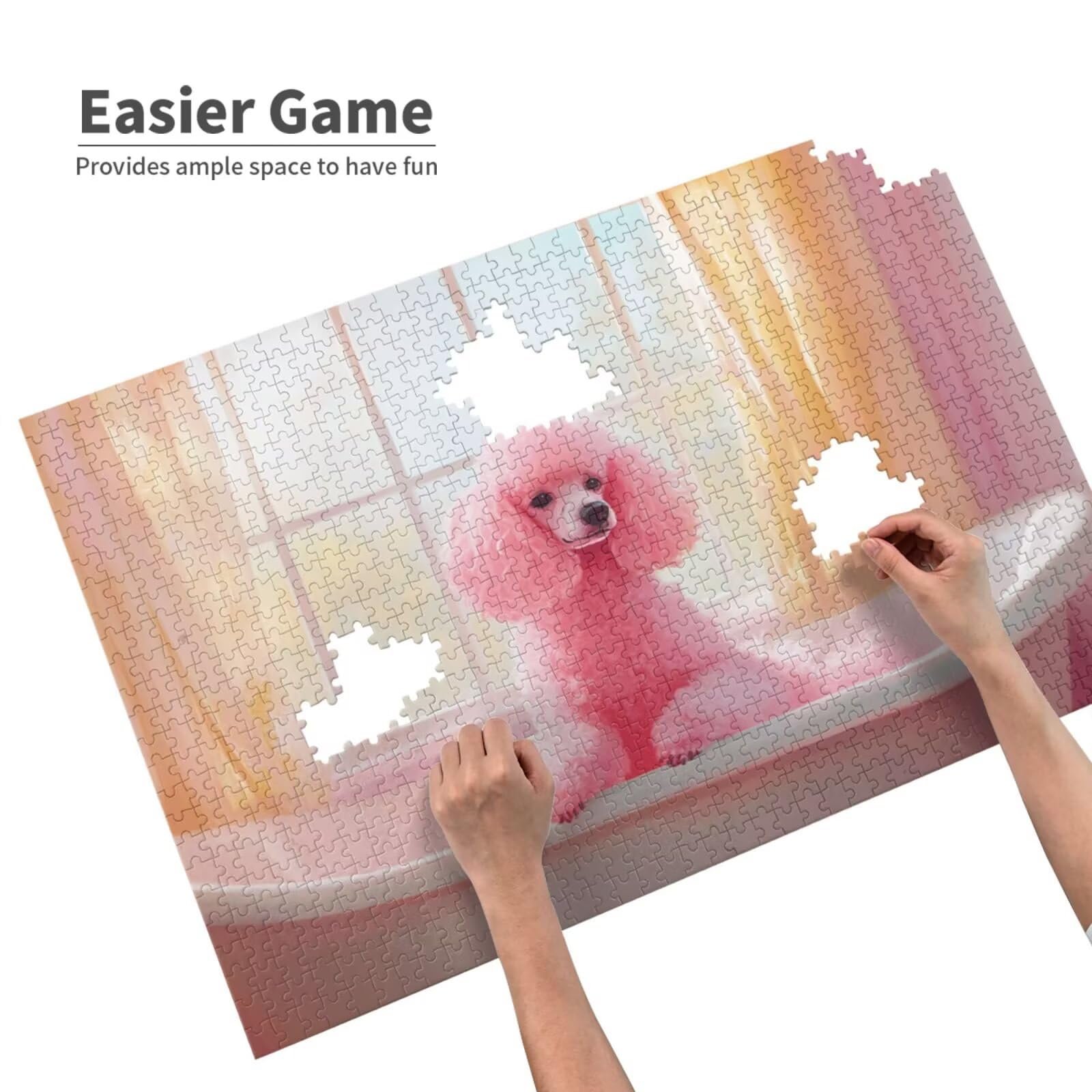Puzzle z psem, 6000 elementów, różowe puzzle dla dorosłych, z pudełkiem na prezent, "zrób to sam", duże drewniane puzzle dla dorosłych, gra zręcznościowa dla całej rodziny, prezenty dla kobiet, 105 x