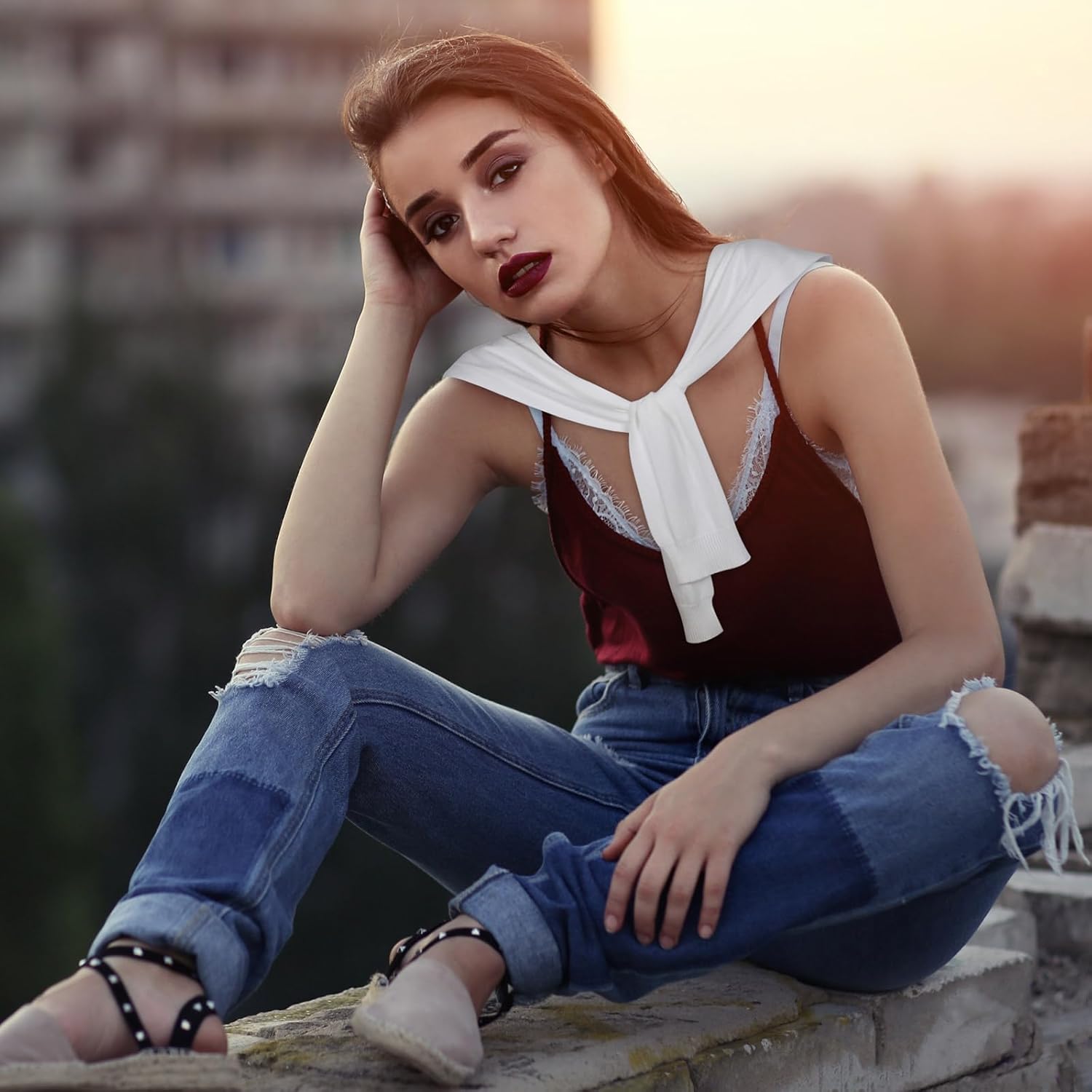 Geyoga Sweater Shawl Wraps for Women Sweater Knitted Knotted Shawls Travel Scarf Cape Shoulder Tops Blouses Fashion Wrap - Image 7