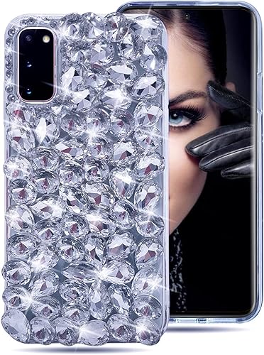 Miniatura 2 de Bonitec Funda protectora para Samsung Galaxy S20 con purpurina 3D, con diamantes de imitación de cristal brillante y diamantes de imitación