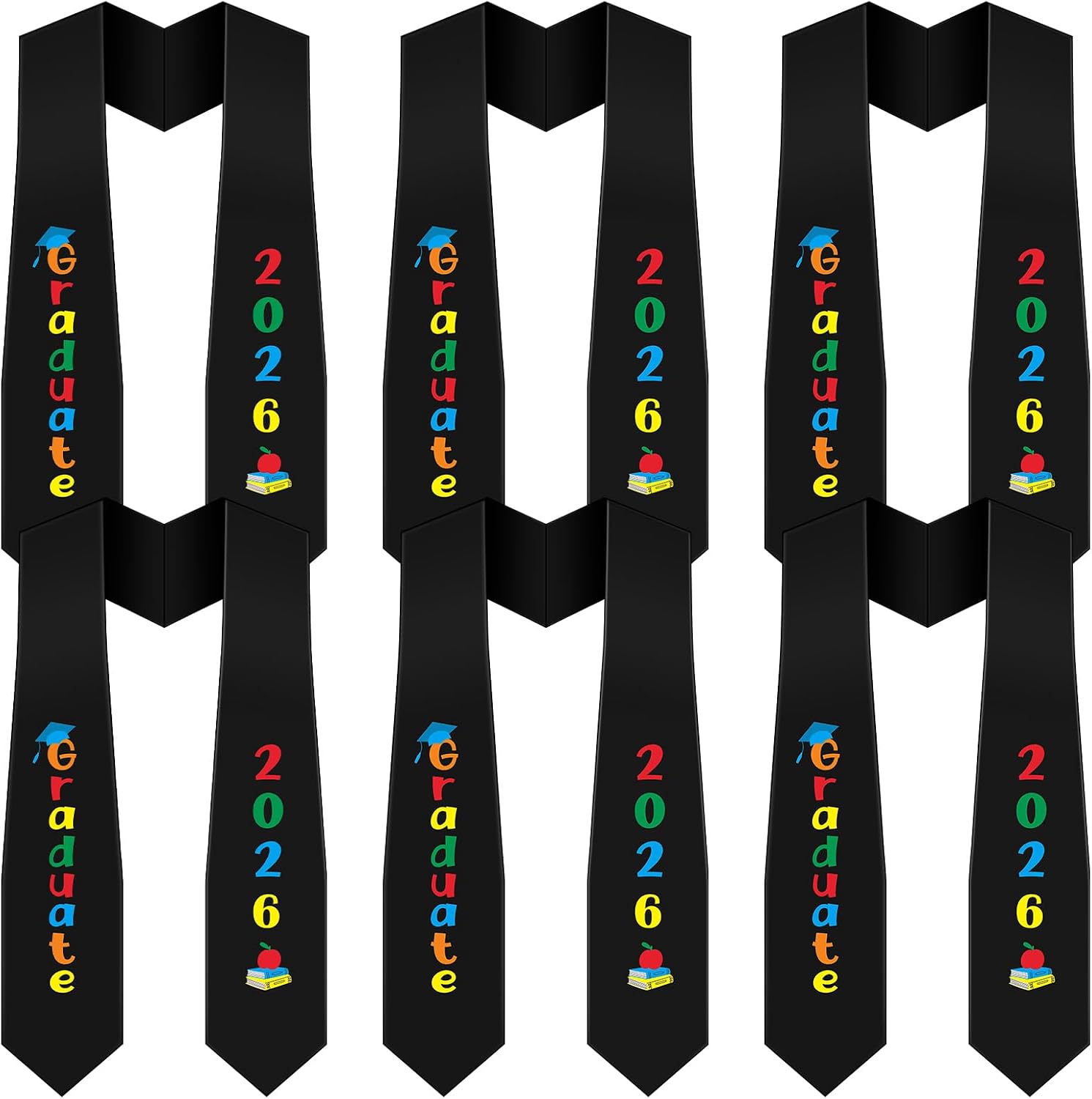 Berlune 6 Pcs 49 Inch Preschool Graduation Stole Kids Graduate Stole 2026 Preschool Grad Gift Kindergarten Unisex Grad Sash