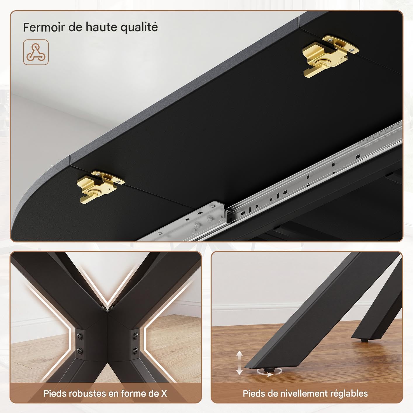 APICIZON Table Ronde Extensible, Table a Manger Ronde pour 4 à 6 Personnes