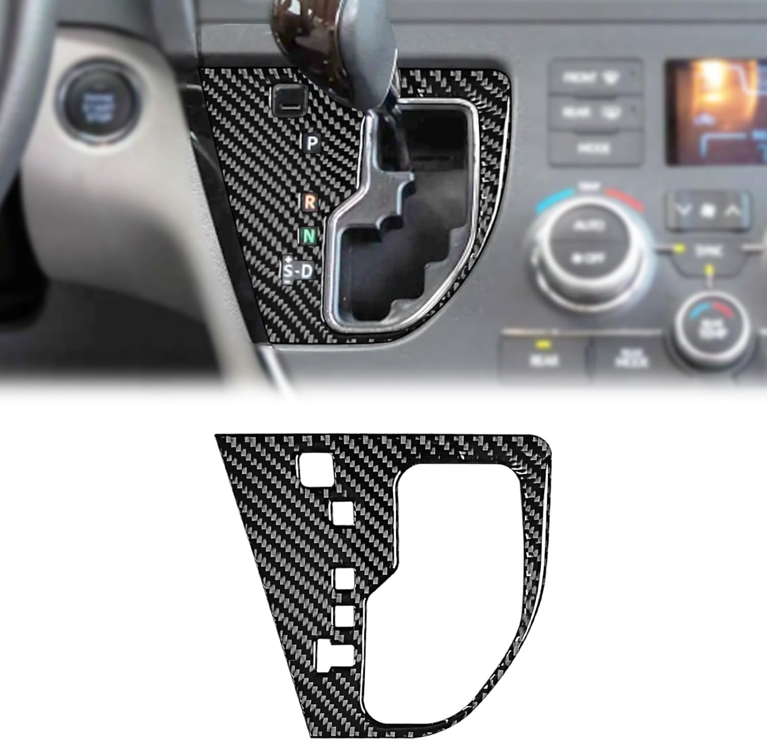 ramuel Compatible with Carbon Fiber Center Consoles Auto Cars Gear Shifter Box Panel Cover Trim Interior Accessories for Toyota Sienna 2015 2016 2017 2018 (Black 1pcs)