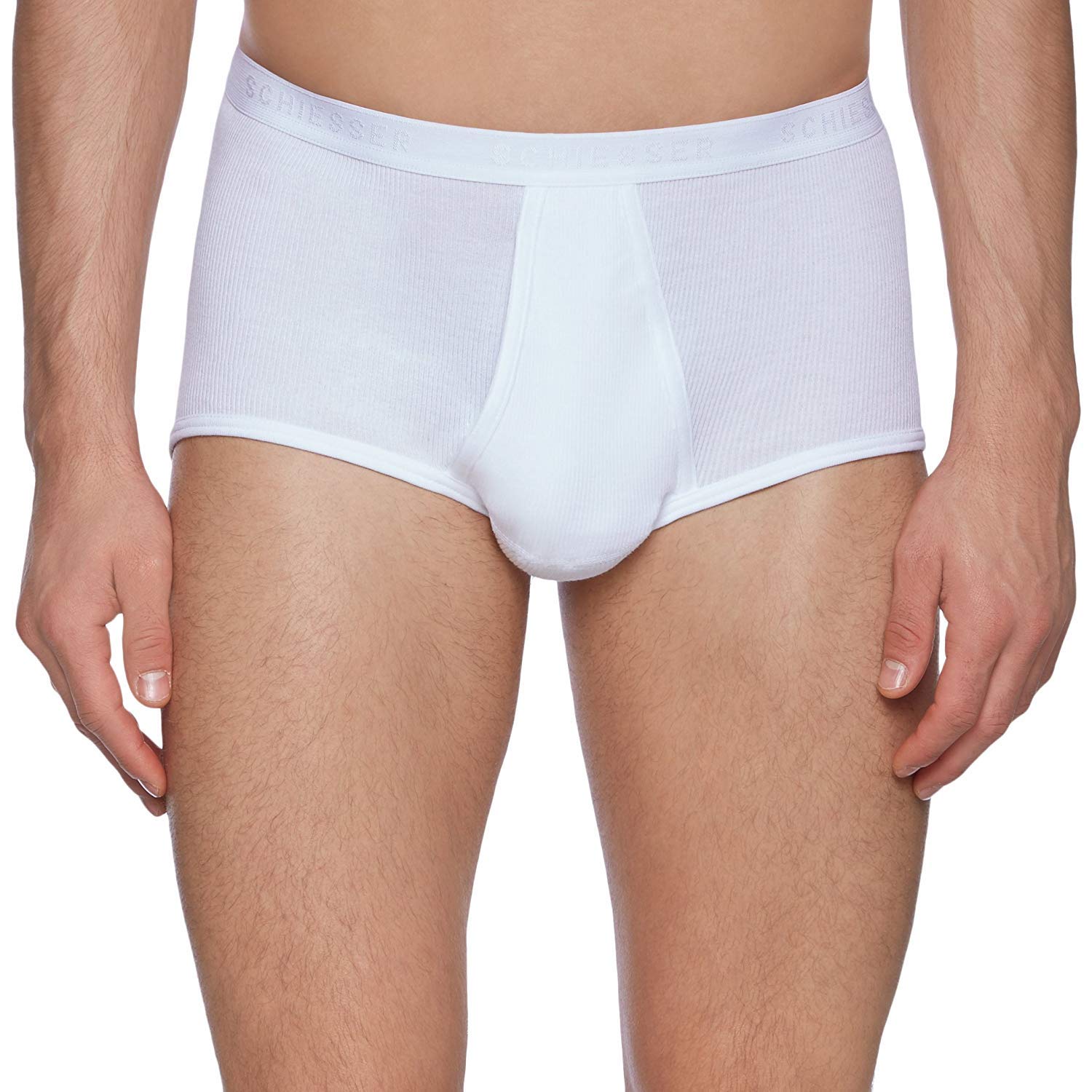 Schiesser Men's Plain Briefs white Weiß - white - Medium