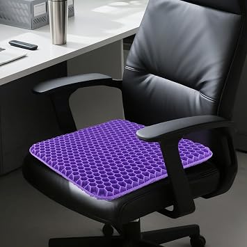 2 PCS 43 x 36cm Gel Seat Cushion,Honeycomb Soft Sitting Cushion with Non Slip Cloth Cover for Office, Home, Car, Wheelchair, Puple