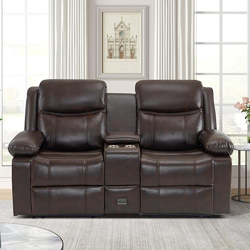 Loveseat Recliner Sofa with Massage & Heating, Reclining Loveseat with