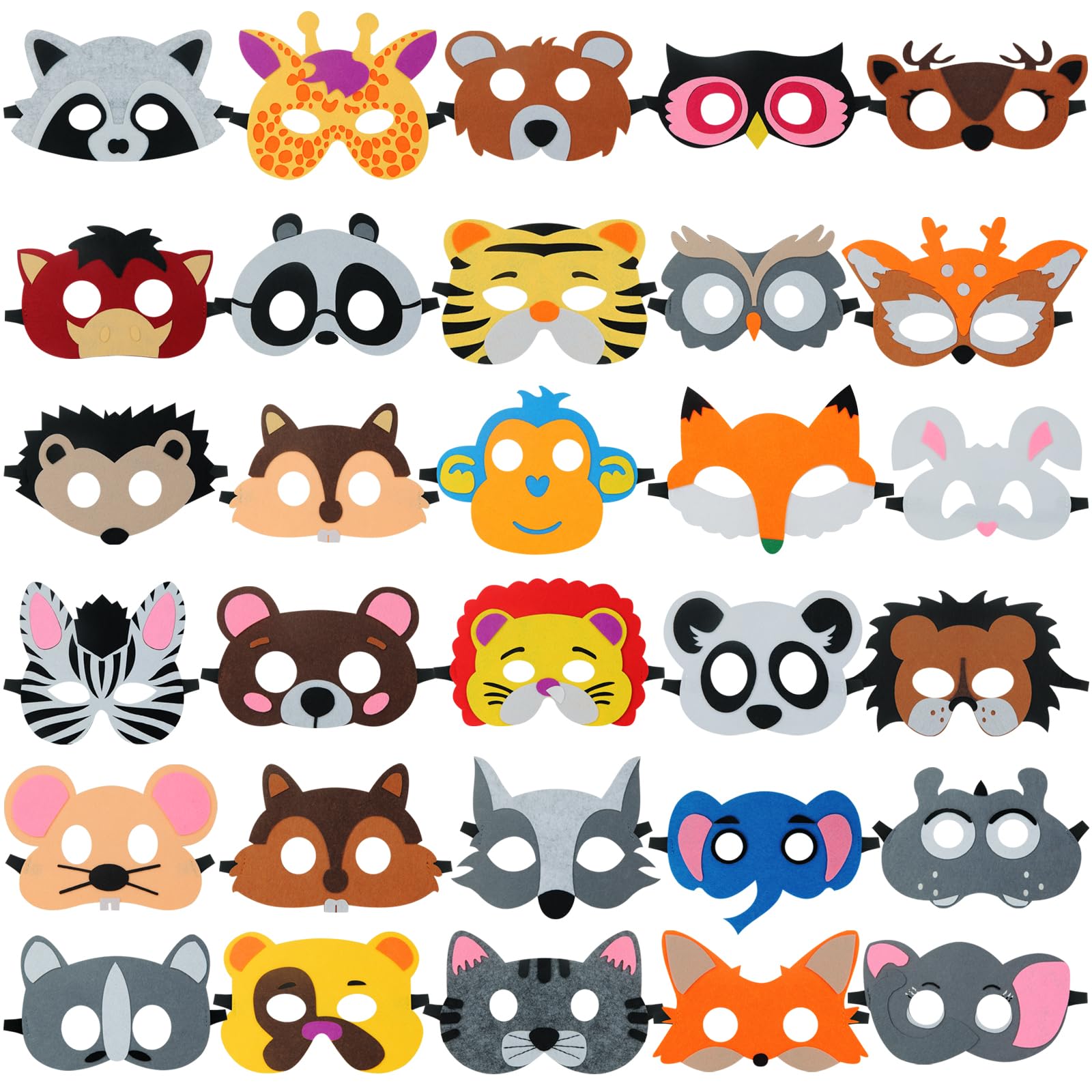 Best Comfortable Halloween Masks Kids Will Actually Wear 3 TAOVEN 30 piece felt animal masks — lion, fox, elephant, owl and jungle animal eye masks for kids parties