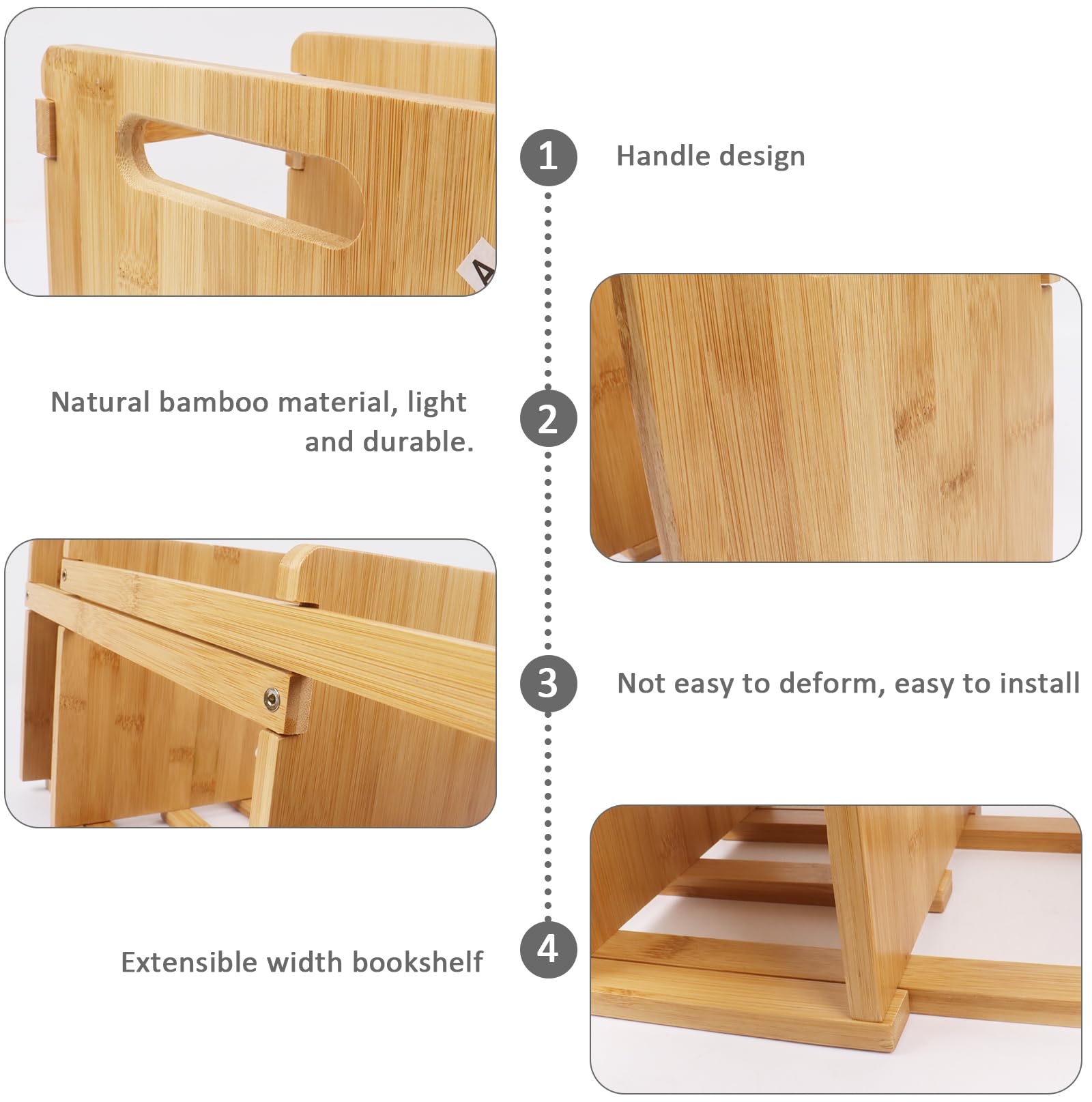 Desk Shelves Bamboo Desktop Bookshelf Counter Top Bookcase Adjustable ...