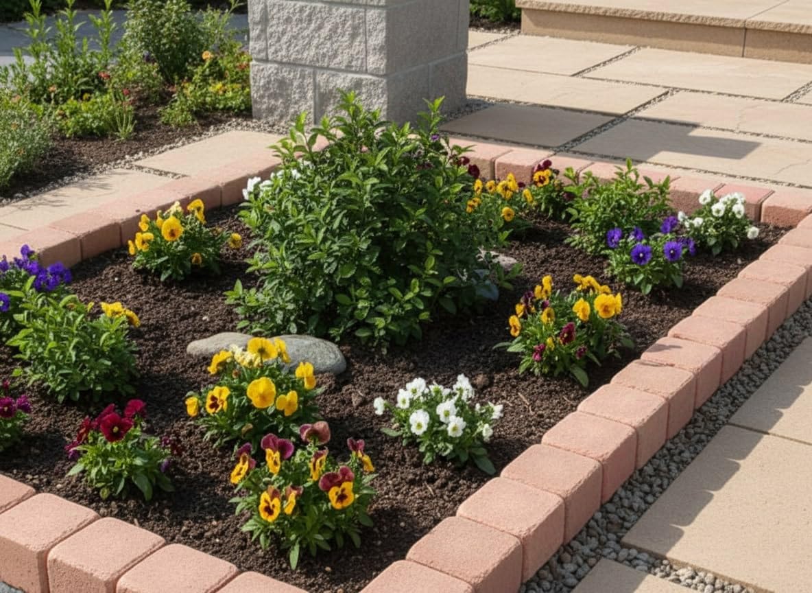 Flower Bed Brick Block Just Place It In Garden, Flower Bed Materials, Ecobrick, Pinkoro, Cubes, Set of 12, Approx. 3.7 x 3.7 x 3.1 inches (95 x 95 x 80 mm), Concrete, Garden Edging (Orange)