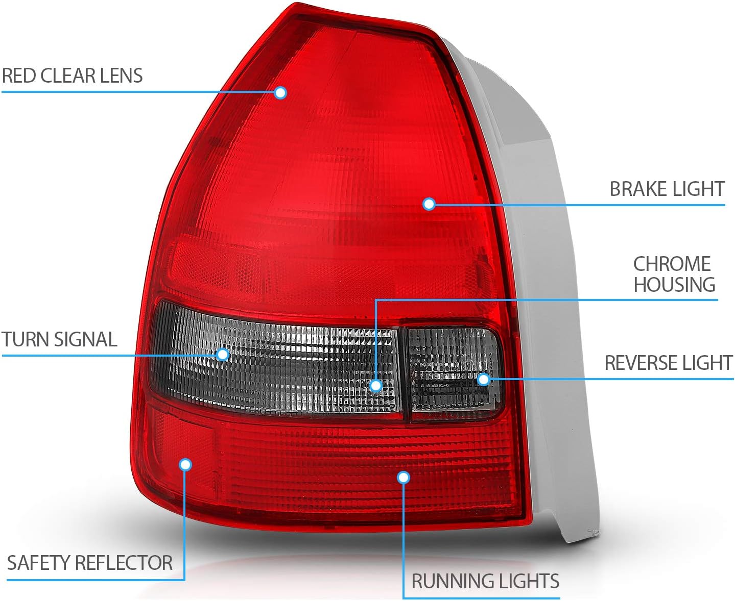 AmeriLite Replacement Rear Brake Taillights Red Smoke Pair For 96-00 Honda Civic 3Dr Hatchback - Passenger and Driver Side