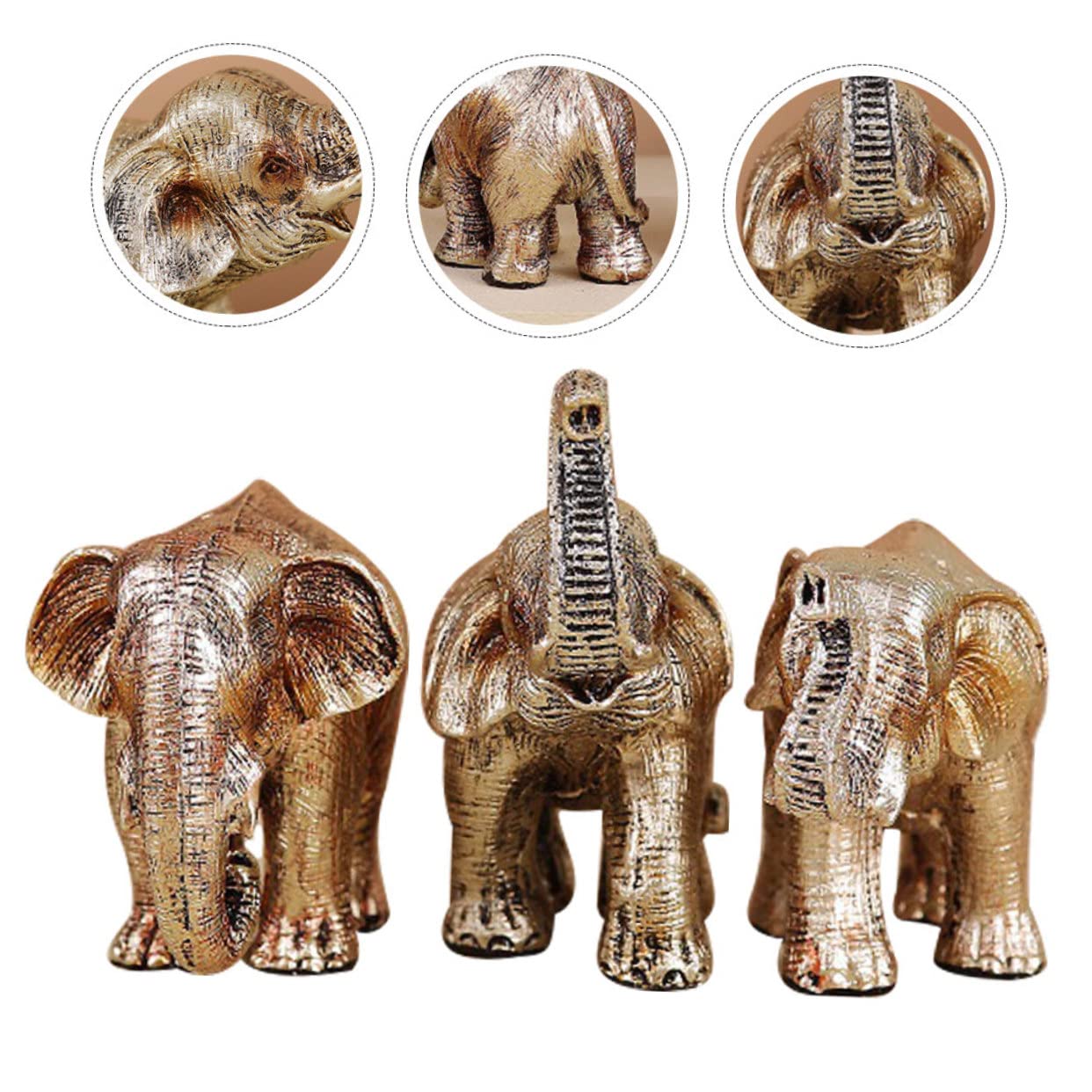 Abaodam 3pezzi Statuetta Elefante Resina Decorazione Nordic Per Ufficio e Casa Design Unico e Leggero Ornamentazione Elegante Per Interni e