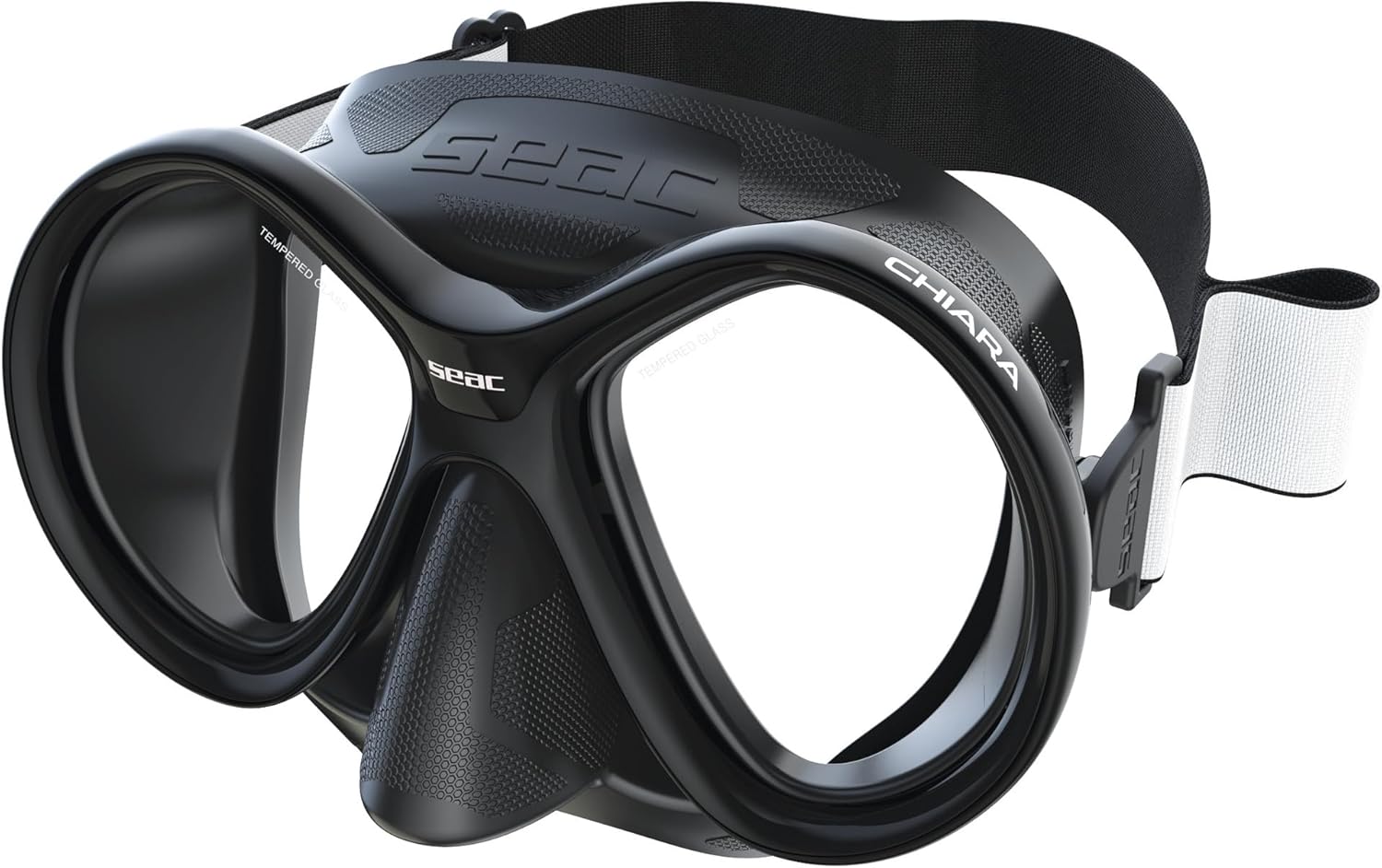 SEAC Chiara, Dive Mask with Fabric Strap, Dual Lens in Tempered Glass, for Scuba and Snorkeling