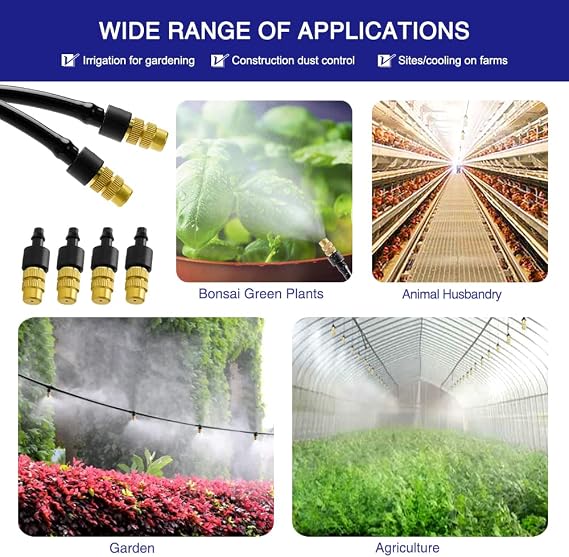 VooGenzek 15 PCS Adjustable Brass Misting Spray, Copper Atomizing Nozzle, Atomizing Sprinklers, Sprinkler Heads Nozzles for Garden Watering Greenhouse Seedlings Irrigation