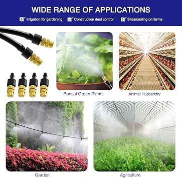 VooGenzek 15 PCS Adjustable Brass Misting Spray, Copper Atomizing Nozzle, Atomizing Sprinklers, Sprinkler Heads Nozzles for Garden Watering Greenhouse Seedlings Irrigation