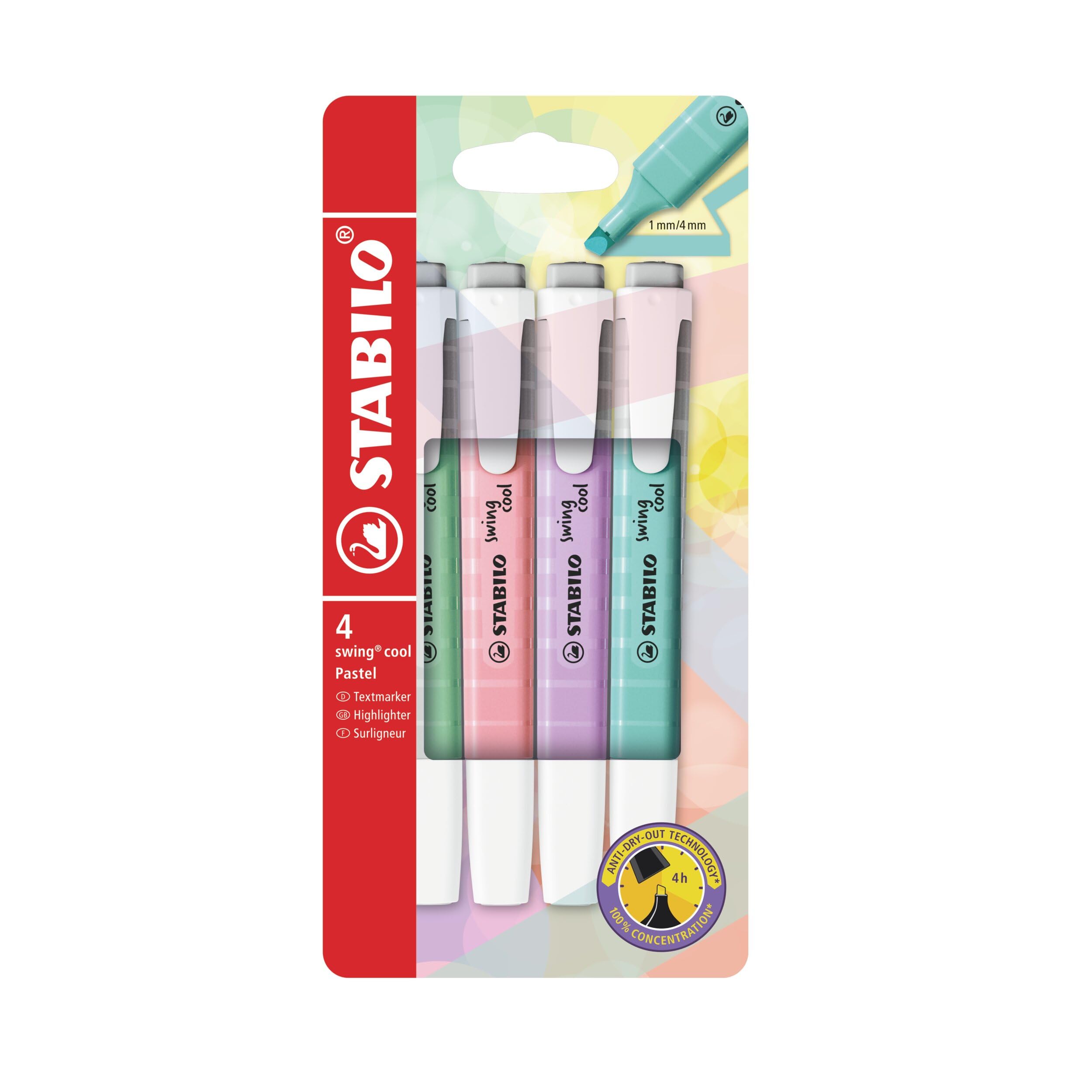 STABILO Swing Cool Pastel Textmarker – 4er Pack