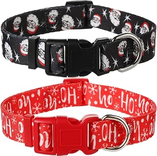 Christmas Dog Collars for Medium Dogs, 2 Pack Quick Release Cute Xmas Dog Collar