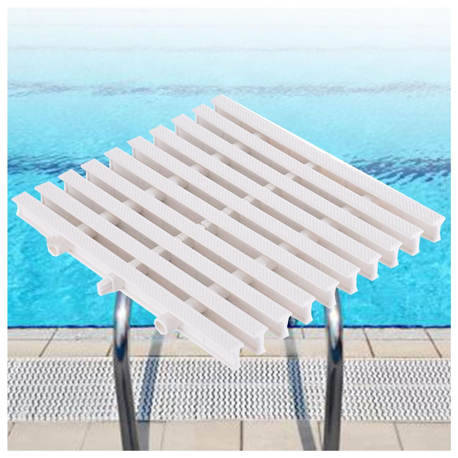 GJMSSMY 360° Flexible Swimming Pool Grille Channel Drain - Splicing Design for Outdoor Decks, Bathrooms & Kitchens (20x100CM, Set of 8) - Durable & Efficient Drainage Solution