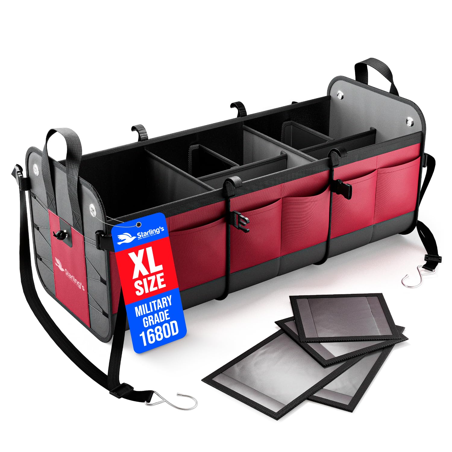 Car Trunk Organizer – Large Collapsible Storage Box with Adjustable Compartments – Heavy-Duty Cargo Organizer for SUV, Truck & Car – Non-Slip