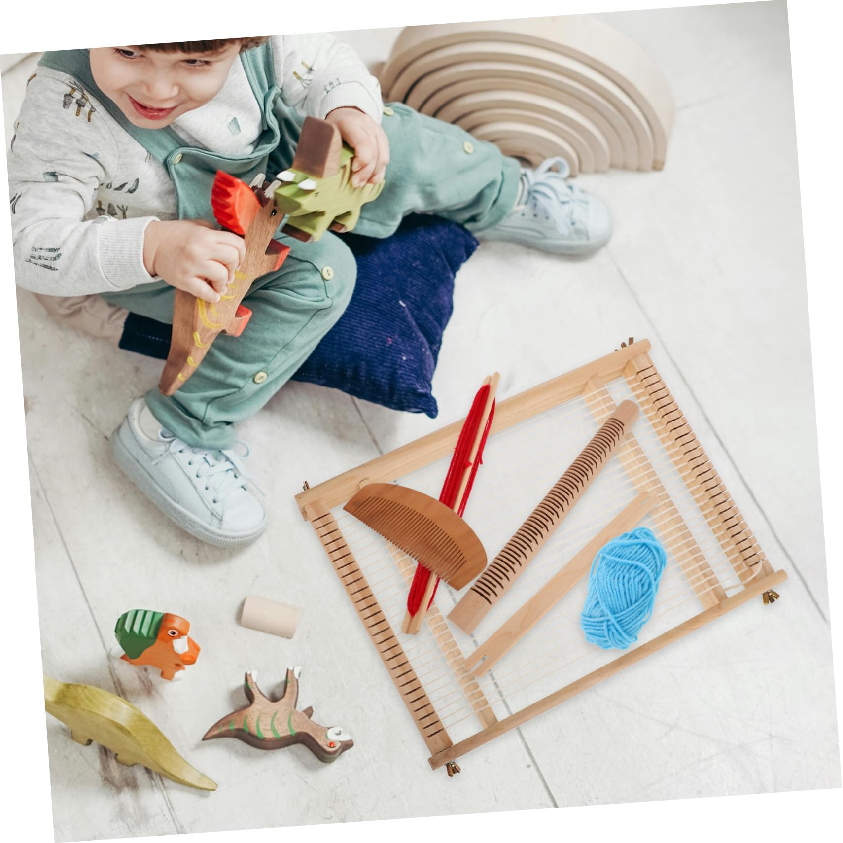 Ipetboom Telar Manual de Madera Herramienta de Tejido DIY para Principiantes y Niños, Fácil Montaje y Uso Versátil en Clases de Manualidades