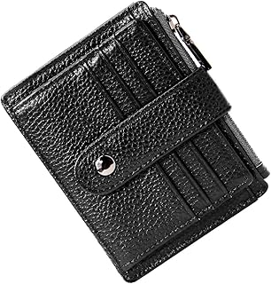 Men Women Leather Credit Card Holder RFID Blocking Slim Leather Wallet, Minimalist Card Holder Small Wallet with Coin Pocket, Thin Front Pocket Wallets with 9 Card Slots (Black)