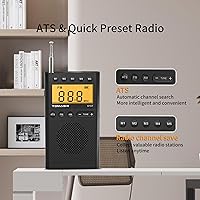 Vista 3 de Portable Radio, Small Radio with Loud Speaker, Headphone Jack, LCD Screen, Battery Powered