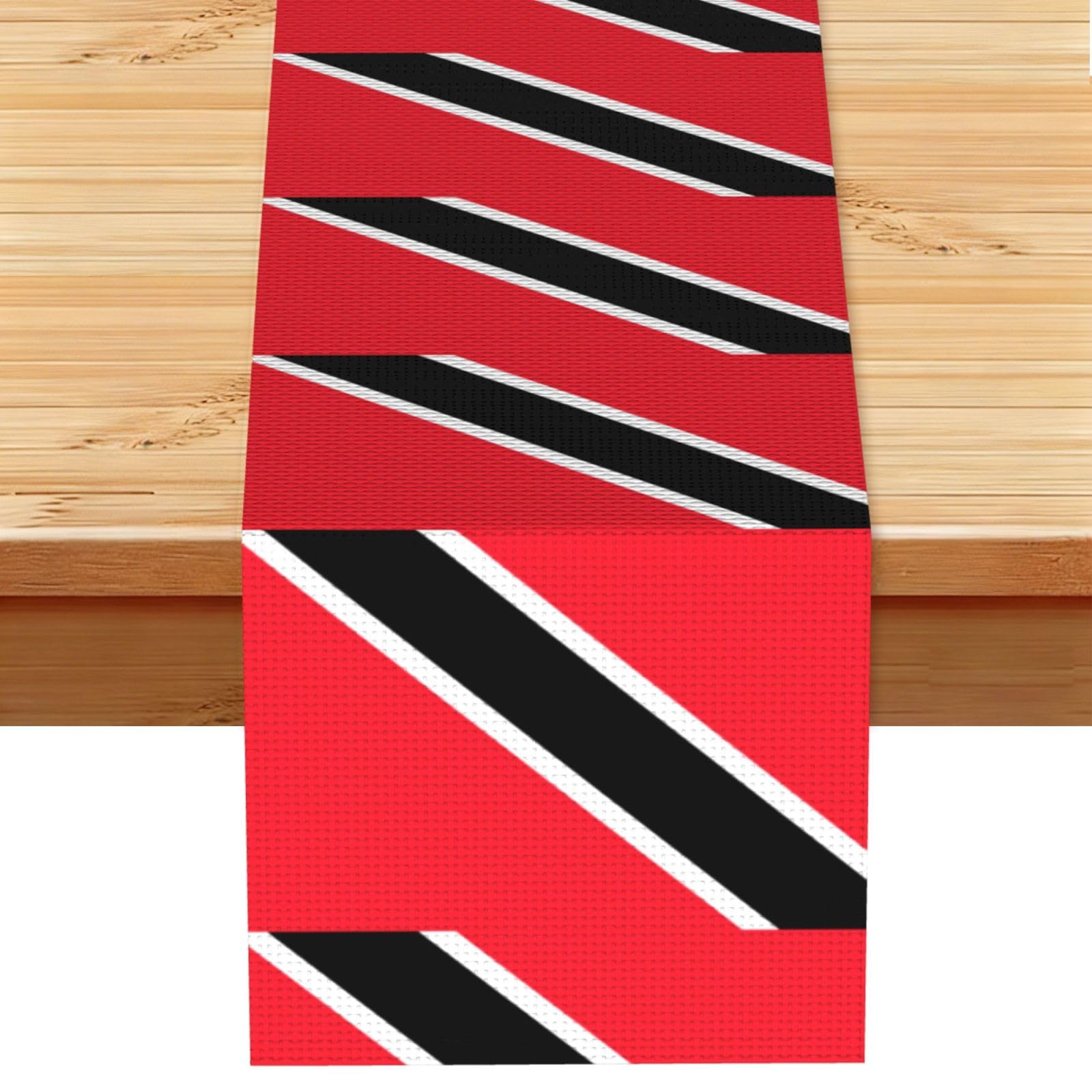 Flag of Trinidad and Tobago Linen Look Table Runner 13x72-Wrinkle Resistant Farmhouse Style for Dining Table Decor