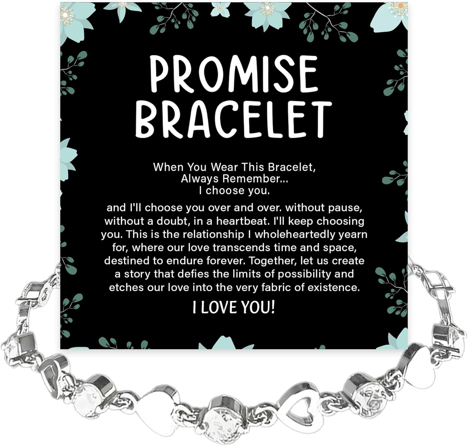 To My Beautiful Girlfriend Crystal Heart Bracelet, Bracelets for Women Birthday, Gifts for Her, Love You This Much Promise Bracelet Soulmate Jewelry With Heartfelt Message & Elegant Box