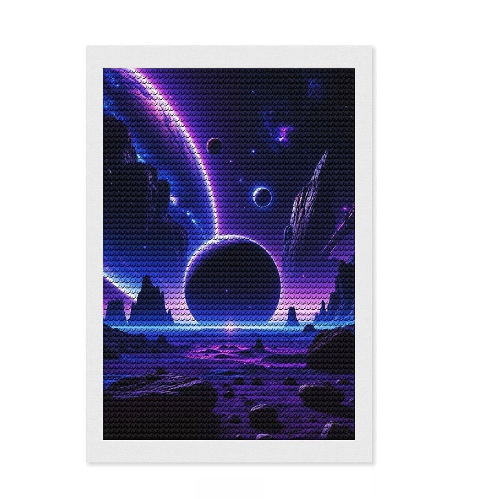 Junmoney Galaxy in Space Diamond Painting Kit 8"x12", Detailed Printed Canvas, with Tool Kit, Full Kit Included, Canvas Picture