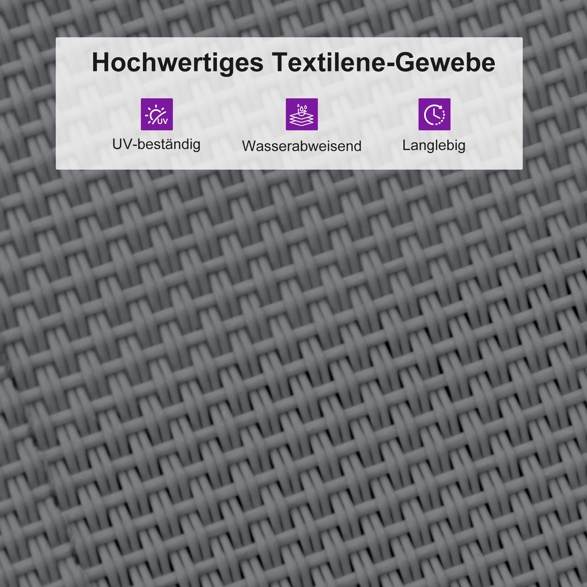 PURPLE LEAF 2er-Set Sonnenliege 4-Fach Verstellbar mit Beistelltisch, Grau | Textilene Gewebe, Verstellbares Kissen, Wetterbeständige Ausführung, Robuste Rostfreies Alurahmen Gartenliege