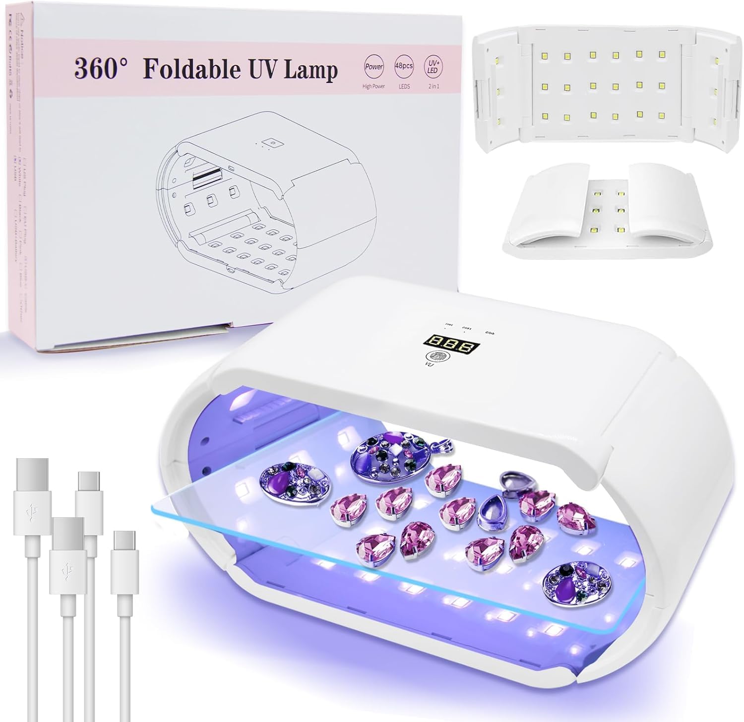 Doppelseitige UV Harzlampe Harz Aushärtungslampen zur Harzhärtung 48W UV Lampen zur Harzhärtung Schnellhärtung mit LED Anzeige 4 Timer UV Lampe für DIY,Harz, Formen, Schmuckherstellung