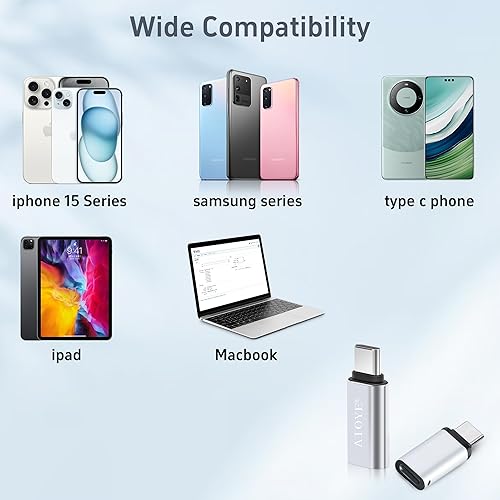 Miniatura 5 de AIOYE Paquete de 3 adaptadores Lightning a USB C con cordón, adaptador de iPhone a USB C compatible con iPhone serie 15 y otros dispositivos USB C