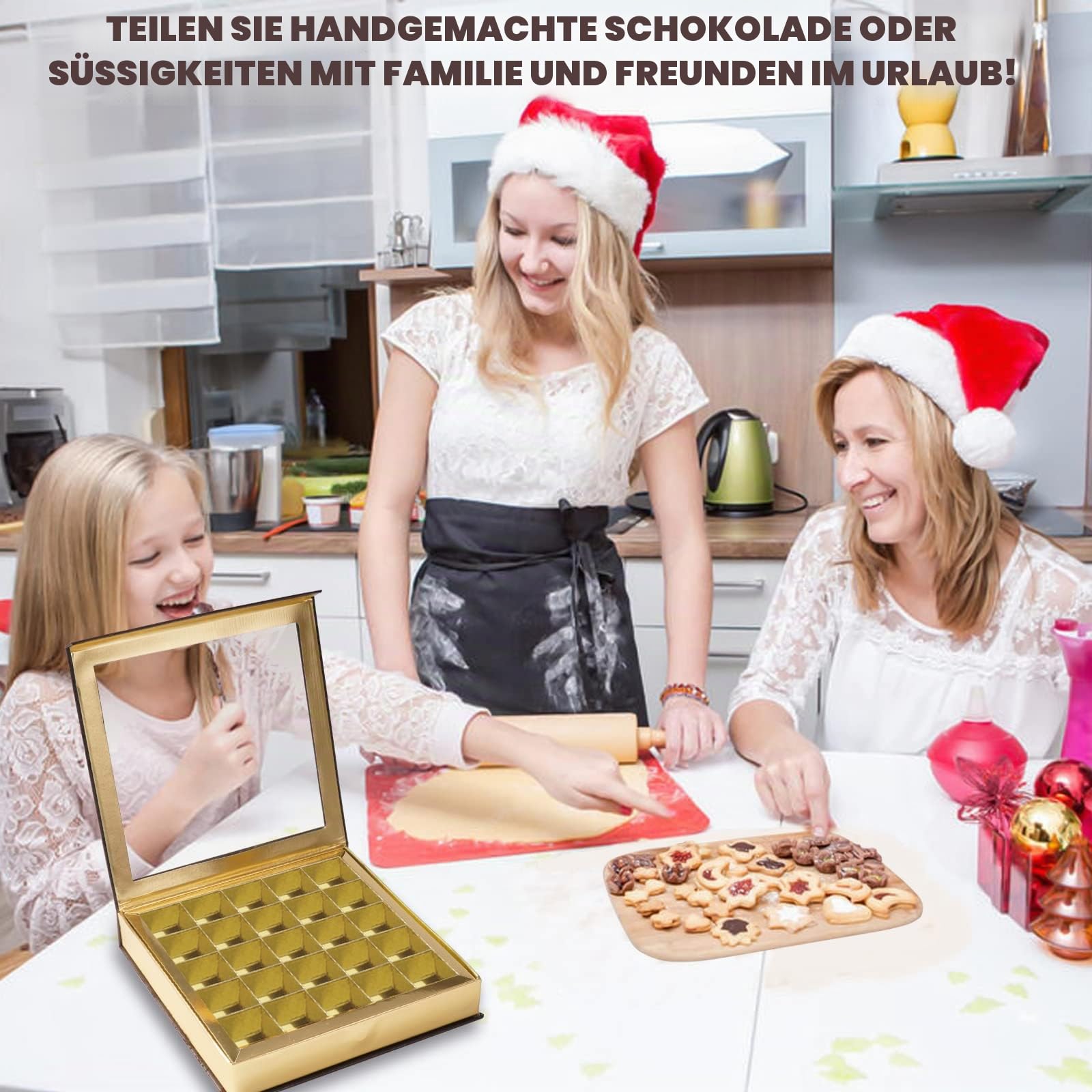 Pralinenschachteln, leere Geschenkbox, groß mit Fenster, Luxus-Kuchen-Präsentationsbox, Süßigkeitenboxen leer für Geburtstag, Vatertag, Muttertag (2 Stück/Packung)