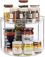 LAMU 2-Tier 9.25" Clear Lazy Susan Turntable Organizer - Rotating Spice Rack for Kitchen Cabinet, Pantry, Bathroom & Vanity
