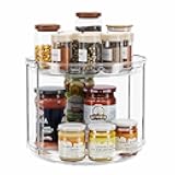 LAMU 2 Tier Lazy Susan Turntable Organizer 9.25'' Rotating Spice Rack Organization for Cabinet, Kitchen, Pantry, Countertop, Bathroom, Vanity, Medicine Cabinet Organizer, Clear